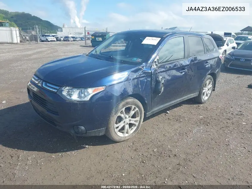 2014 Mitsubishi Outlander Se VIN: JA4AZ3A36EZ006533 Lot: 42178162