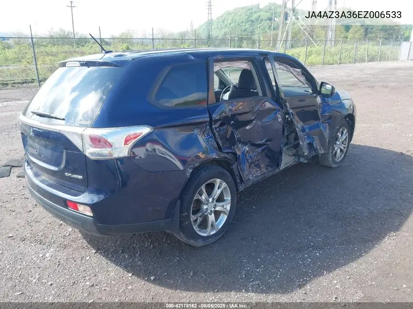 2014 Mitsubishi Outlander Se VIN: JA4AZ3A36EZ006533 Lot: 42178162