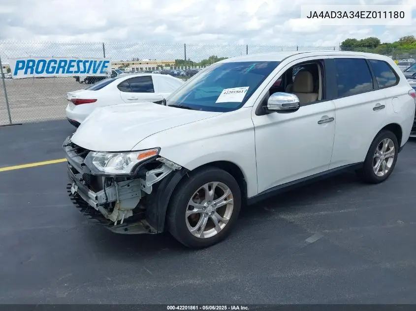 2014 Mitsubishi Outlander Se VIN: JA4AD3A34EZ011180 Lot: 42201861