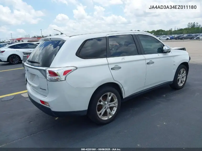 2014 Mitsubishi Outlander Se VIN: JA4AD3A34EZ011180 Lot: 42201861