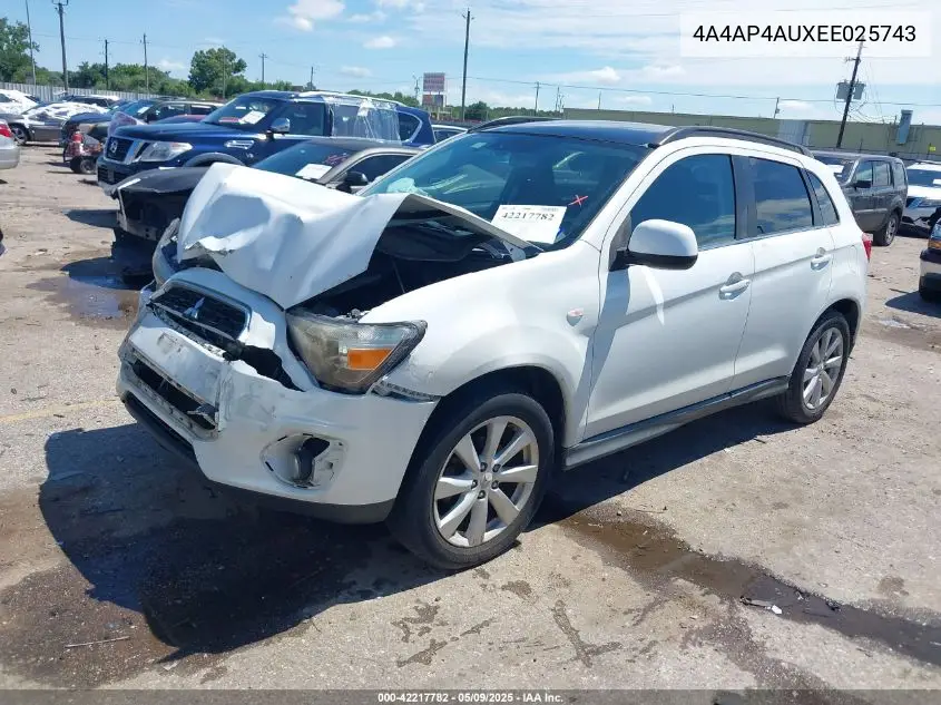 2014 Mitsubishi Outlander Sport Se VIN: 4A4AP4AUXEE025743 Lot: 42217782