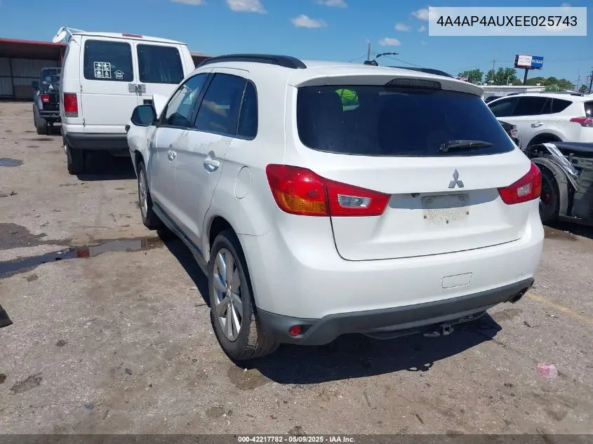 2014 Mitsubishi Outlander Sport Se VIN: 4A4AP4AUXEE025743 Lot: 42217782