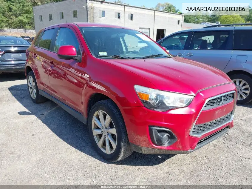 2014 Mitsubishi Outlander Sport Es VIN: 4A4AR3AU2EE003286 Lot: 42233109