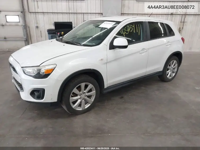 2014 Mitsubishi Outlander Sport Es VIN: 4A4AR3AU8EE008072 Lot: 42523411