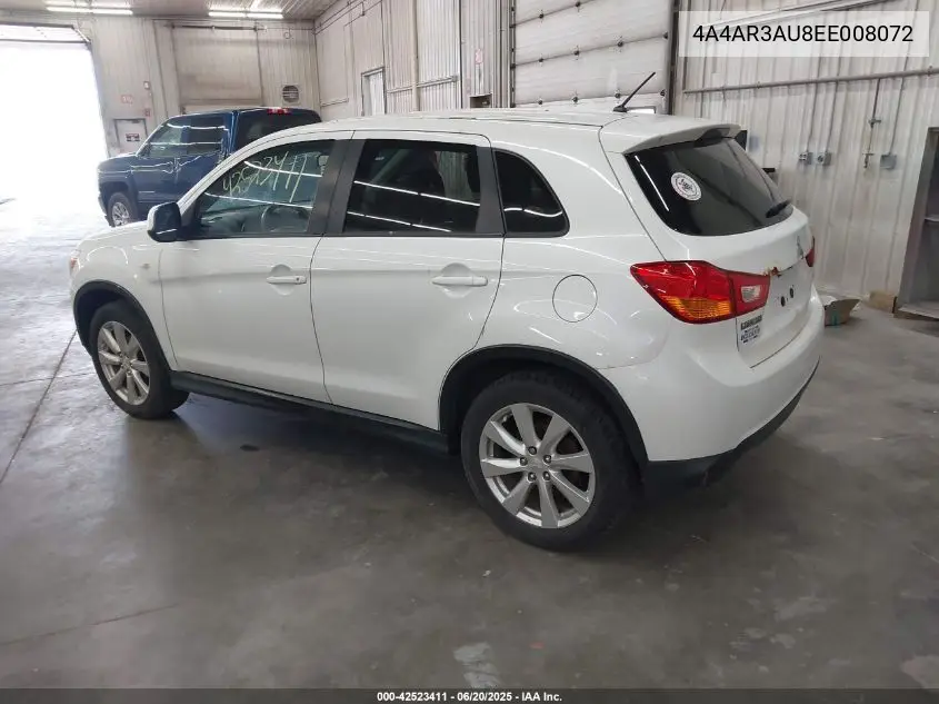 2014 Mitsubishi Outlander Sport Es VIN: 4A4AR3AU8EE008072 Lot: 42523411