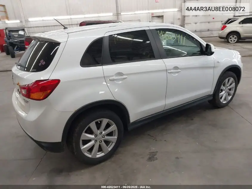 2014 Mitsubishi Outlander Sport Es VIN: 4A4AR3AU8EE008072 Lot: 42523411