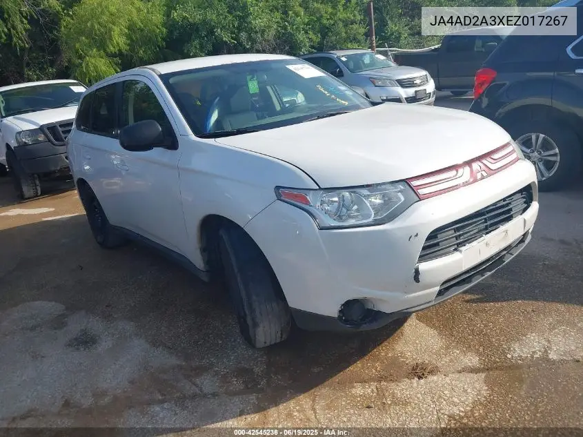 2014 Mitsubishi Outlander Es VIN: JA4AD2A3XEZ017267 Lot: 42545236