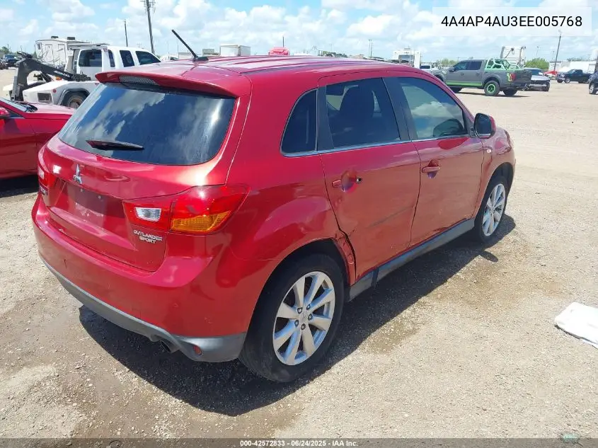 2014 Mitsubishi Outlander Sport Se VIN: 4A4AP4AU3EE005768 Lot: 42572833