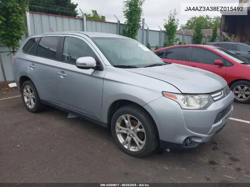 2014 Mitsubishi Outlander Se VIN: JA4AZ3A38EZ015492 Lot: 42588617