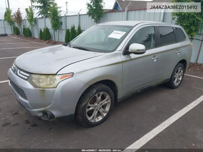 2014 Mitsubishi Outlander Se VIN: JA4AZ3A38EZ015492 Lot: 42588617