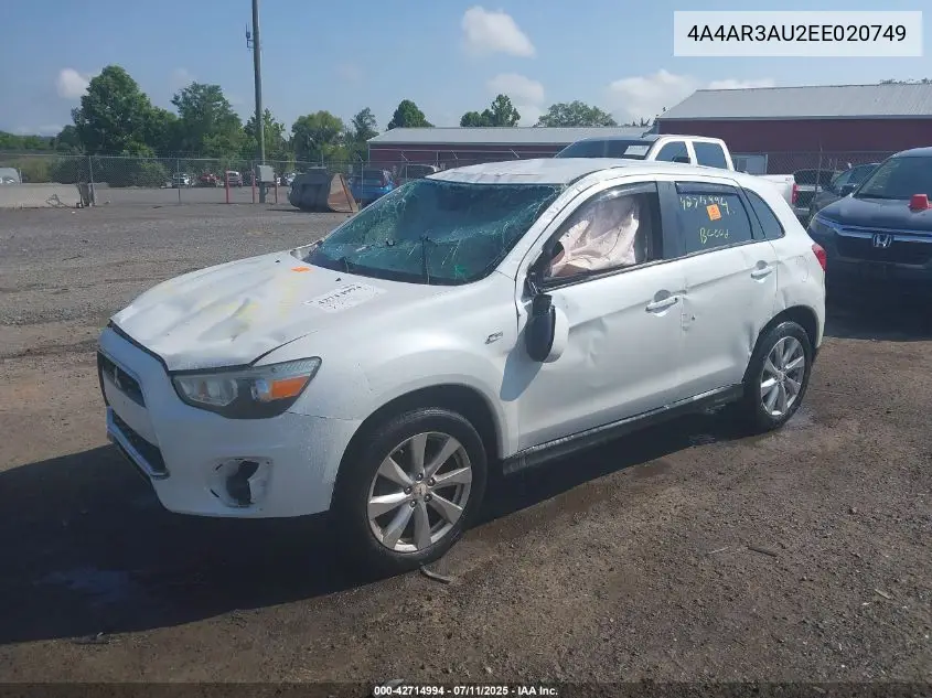 2014 Mitsubishi Outlander Sport Es VIN: 4A4AR3AU2EE020749 Lot: 42714994
