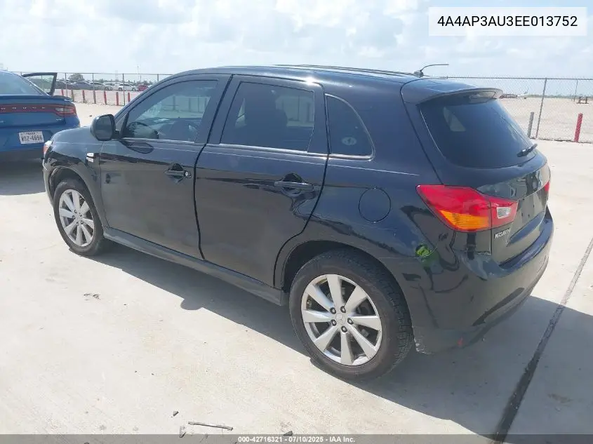 2014 Mitsubishi Outlander Sport Es VIN: 4A4AP3AU3EE013752 Lot: 42716321