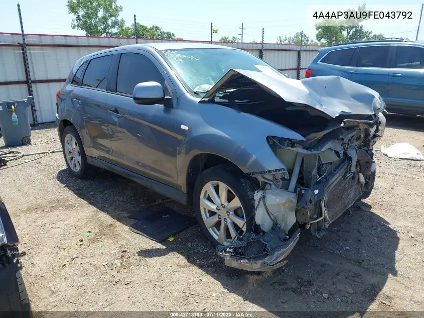 2015 Mitsubishi Outlander Sport Es VIN: 4A4AP3AU9FE043792 Lot: 42713100
