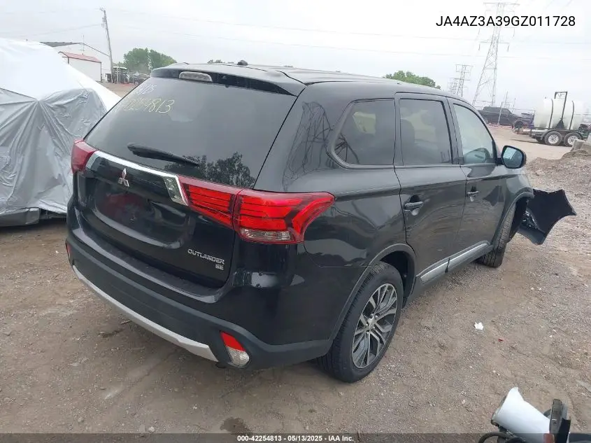 2016 Mitsubishi Outlander Se VIN: JA4AZ3A39GZ011728 Lot: 42254813