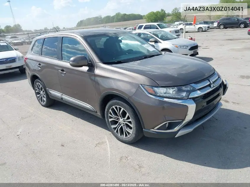 2016 Mitsubishi Outlander Se VIN: JA4AZ3A3XGZ014041 Lot: 42261490