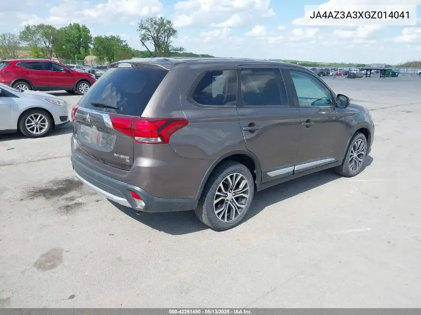 2016 Mitsubishi Outlander Se VIN: JA4AZ3A3XGZ014041 Lot: 42261490