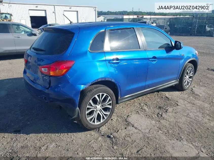 2016 Mitsubishi Outlander Sport 2.0 Es VIN: JA4AP3AU2GZ042902 Lot: 42586580