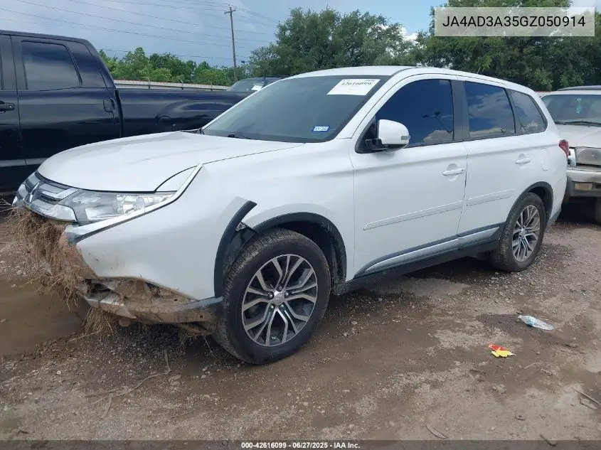 2016 Mitsubishi Outlander Se VIN: JA4AD3A35GZ050914 Lot: 42616099