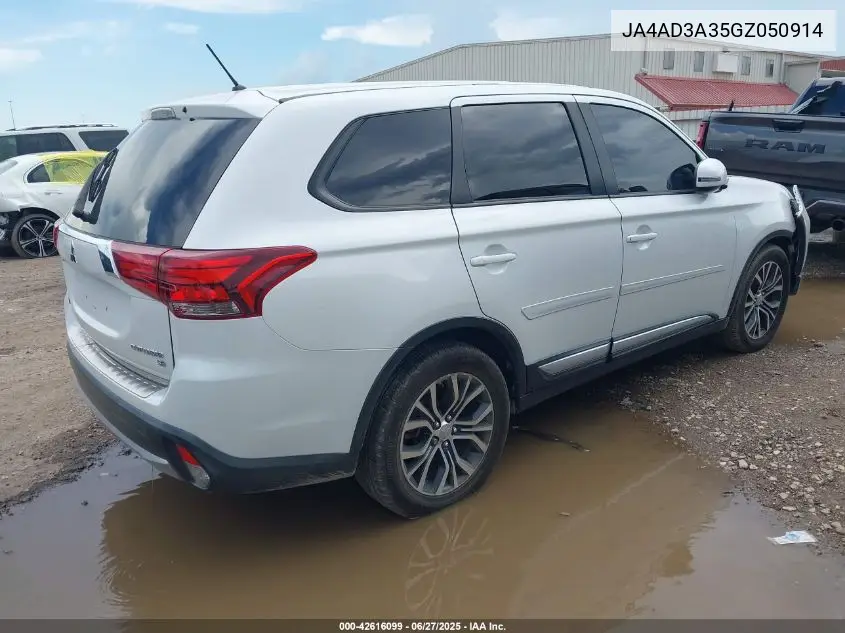 2016 Mitsubishi Outlander Se VIN: JA4AD3A35GZ050914 Lot: 42616099