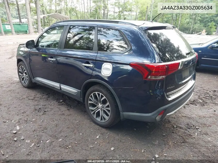 2016 Mitsubishi Outlander Sel VIN: JA4AZ3A33GZ005634 Lot: 42720729