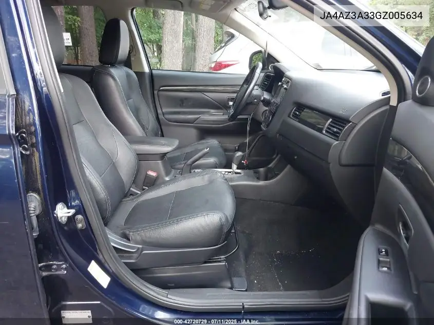 2016 Mitsubishi Outlander Sel VIN: JA4AZ3A33GZ005634 Lot: 42720729