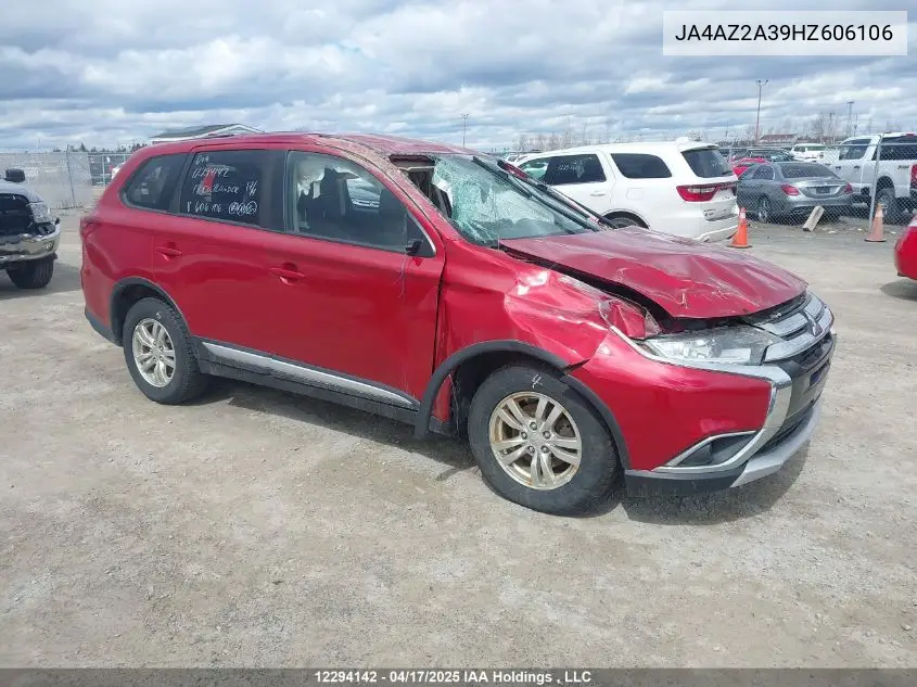 2017 Mitsubishi Outlander Es VIN: JA4AZ2A39HZ606106 Lot: 12294142