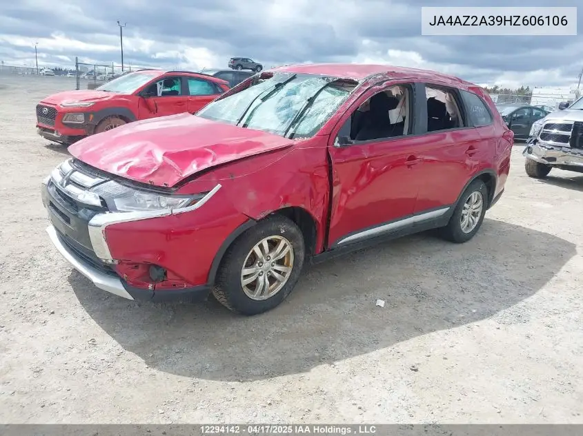 2017 Mitsubishi Outlander Es VIN: JA4AZ2A39HZ606106 Lot: 12294142