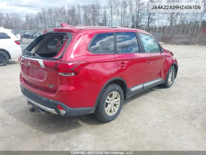 2017 Mitsubishi Outlander Es VIN: JA4AZ2A39HZ606106 Lot: 12294142
