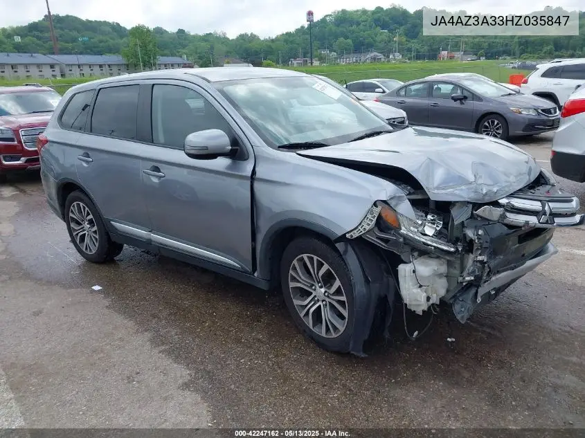 2017 Mitsubishi Outlander Se VIN: JA4AZ3A33HZ035847 Lot: 42247162