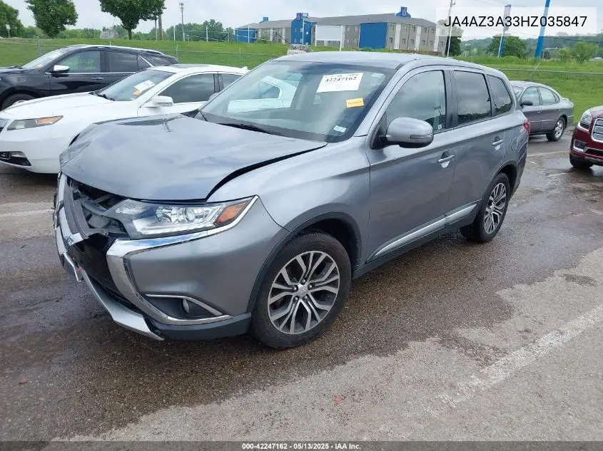 2017 Mitsubishi Outlander Se VIN: JA4AZ3A33HZ035847 Lot: 42247162