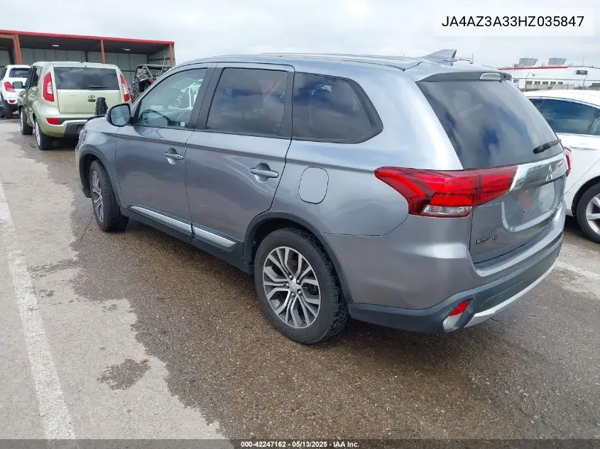 2017 Mitsubishi Outlander Se VIN: JA4AZ3A33HZ035847 Lot: 42247162