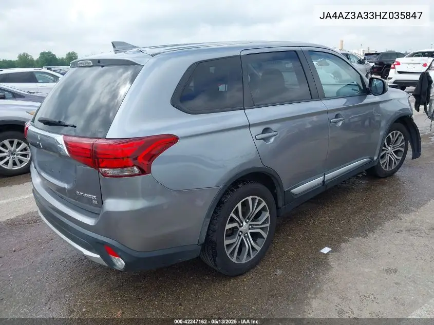 2017 Mitsubishi Outlander Se VIN: JA4AZ3A33HZ035847 Lot: 42247162
