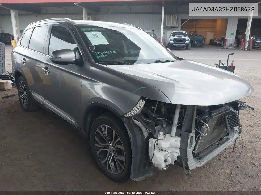 2017 Mitsubishi Outlander Se/Sel VIN: JA4AD3A32HZ058678 Lot: 42253962