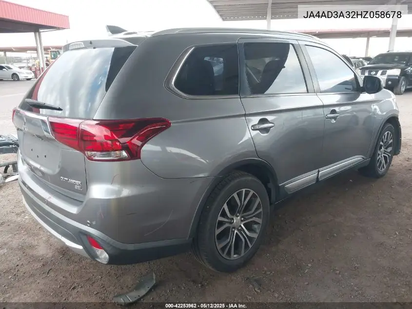 2017 Mitsubishi Outlander Se/Sel VIN: JA4AD3A32HZ058678 Lot: 42253962