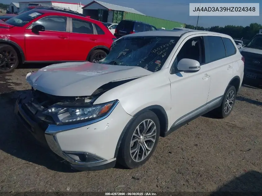 2017 Mitsubishi Outlander Se/Sel VIN: JA4AD3A39HZ024348 Lot: 42572866