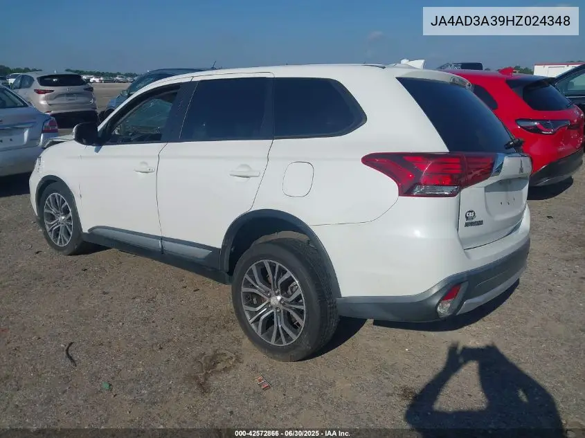 2017 Mitsubishi Outlander Se/Sel VIN: JA4AD3A39HZ024348 Lot: 42572866