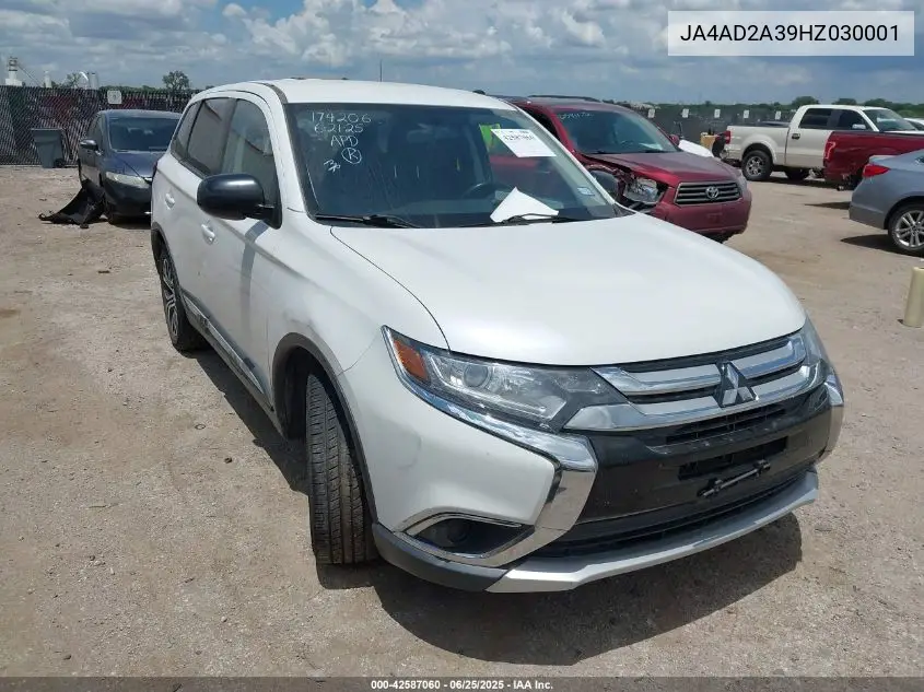 2017 Mitsubishi Outlander Es VIN: JA4AD2A39HZ030001 Lot: 42587060