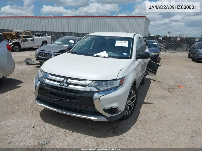 2017 Mitsubishi Outlander Es VIN: JA4AD2A39HZ030001 Lot: 42587060