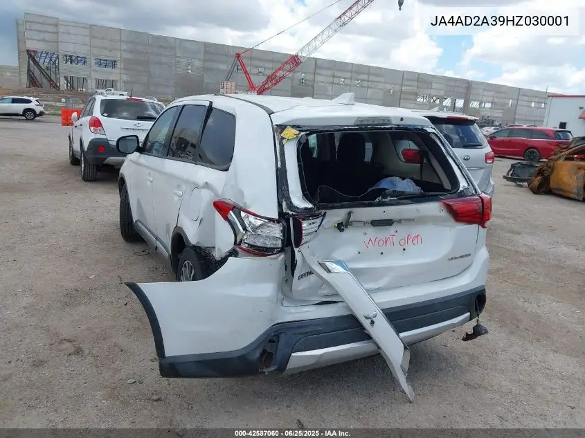 2017 Mitsubishi Outlander Es VIN: JA4AD2A39HZ030001 Lot: 42587060
