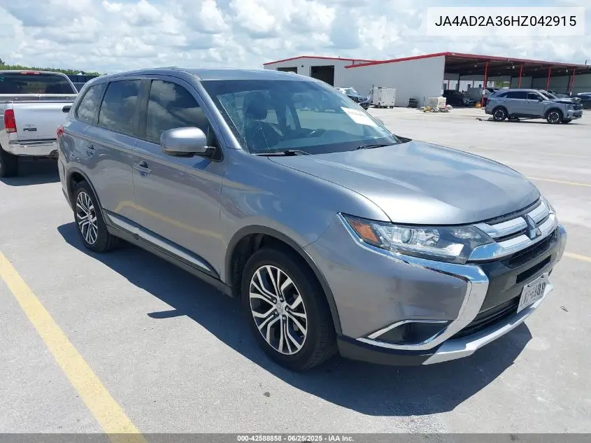 2017 Mitsubishi Outlander Es VIN: JA4AD2A36HZ042915 Lot: 42588858