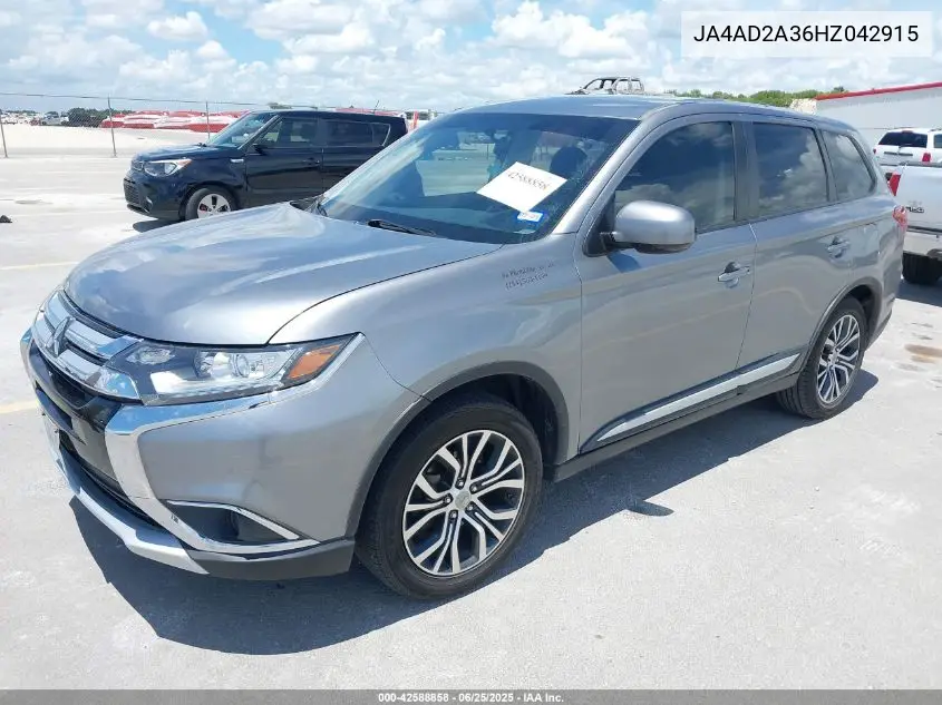 2017 Mitsubishi Outlander Es VIN: JA4AD2A36HZ042915 Lot: 42588858