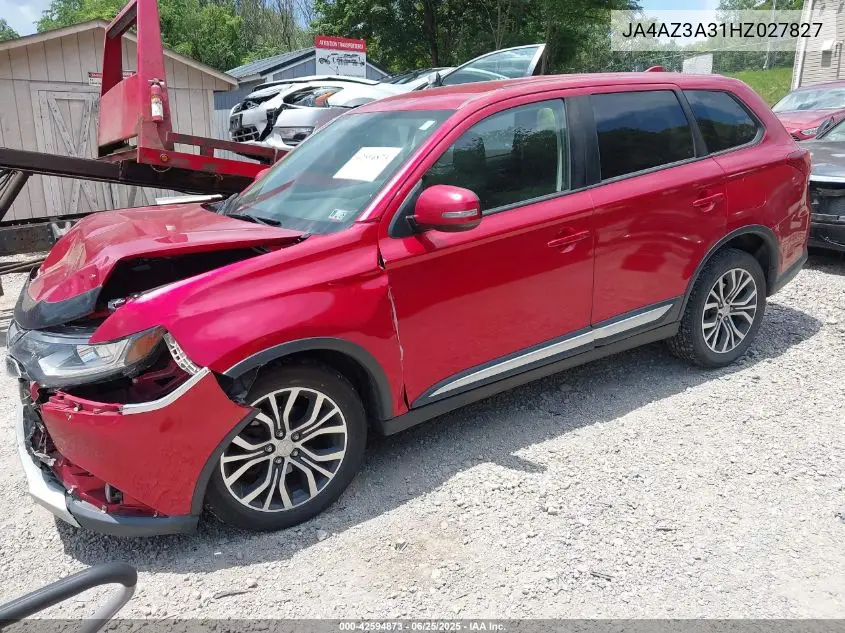 2017 Mitsubishi Outlander Se/Sel VIN: JA4AZ3A31HZ027827 Lot: 42594873