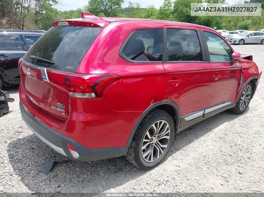 2017 Mitsubishi Outlander Se/Sel VIN: JA4AZ3A31HZ027827 Lot: 42594873