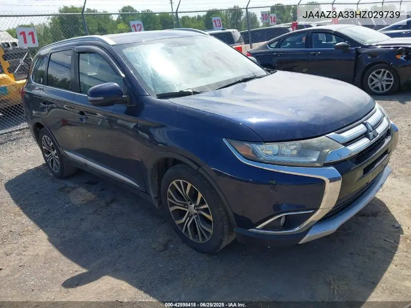 2017 Mitsubishi Outlander Sel VIN: JA4AZ3A33HZ029739 Lot: 42598418