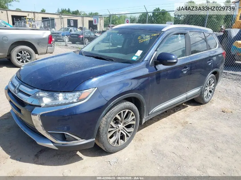 2017 Mitsubishi Outlander Sel VIN: JA4AZ3A33HZ029739 Lot: 42598418