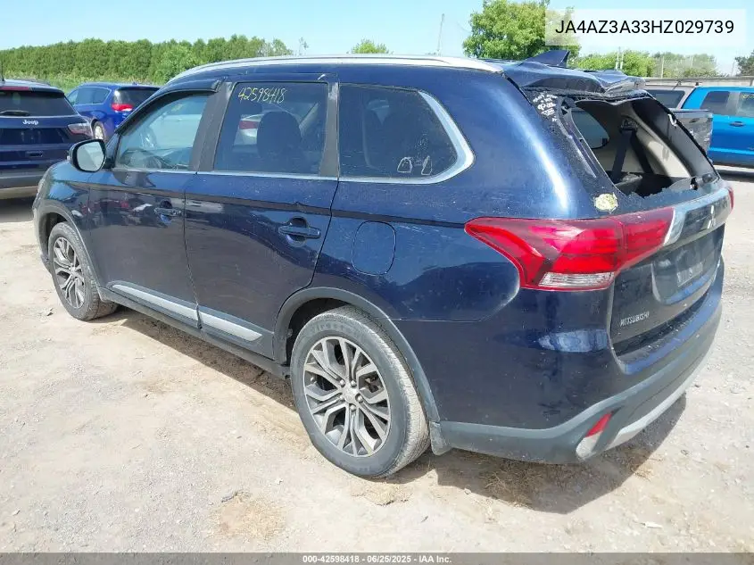 2017 Mitsubishi Outlander Sel VIN: JA4AZ3A33HZ029739 Lot: 42598418