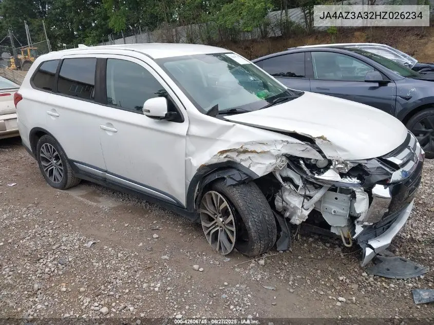 2017 Mitsubishi Outlander Se/Sel VIN: JA4AZ3A32HZ026234 Lot: 42606745
