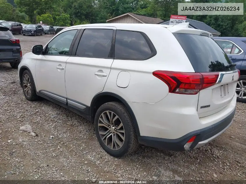 2017 Mitsubishi Outlander Se/Sel VIN: JA4AZ3A32HZ026234 Lot: 42606745
