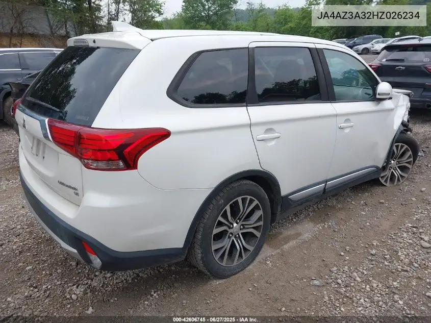 2017 Mitsubishi Outlander Se/Sel VIN: JA4AZ3A32HZ026234 Lot: 42606745