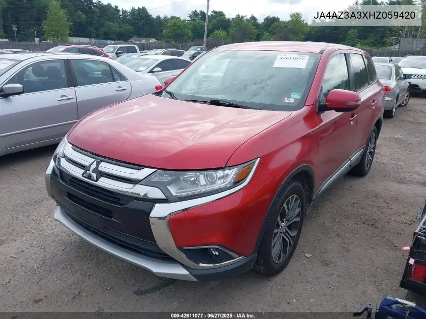 2017 Mitsubishi Outlander Se/Sel VIN: JA4AZ3A3XHZ059420 Lot: 42611077